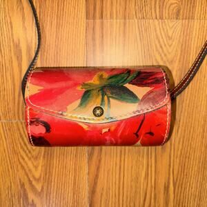 PATRICIA NASH Heritage Amatrice Mini Barrel Crossbody Floral Leather Snap